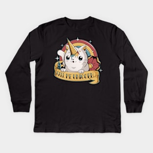 Cat Unicorn Rainbow - Cute Tattoo Kids Long Sleeve T-Shirt